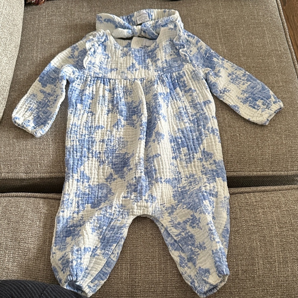 Angel Dear Dream Cottage Floral Long Sleeve Romper - Picture 3 of 5